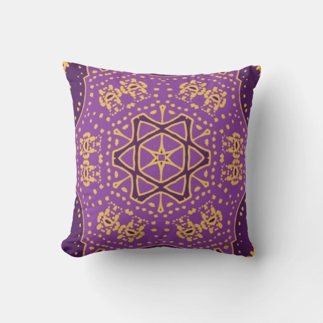 Gold and Violets Reversible Cushion (Front)