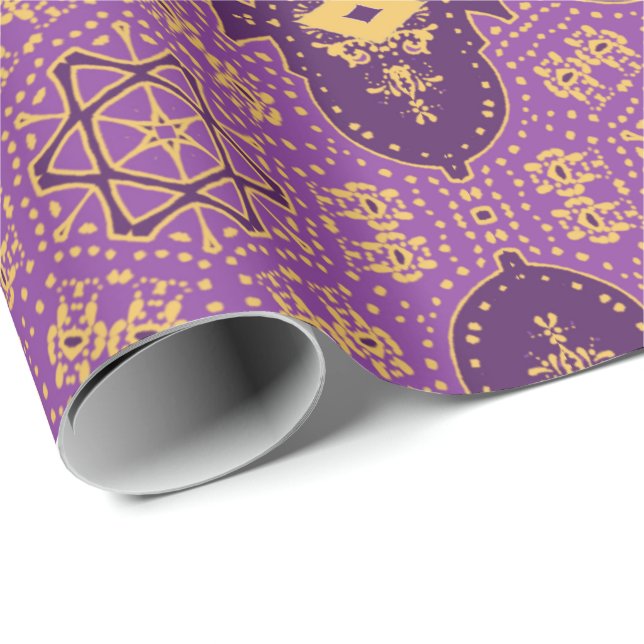 Gold and Violets Wrapping Paper (Roll Corner)