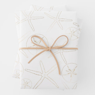 Gold and Whilte - Beach, Nautical Wrapping Paper Sheet