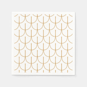 Gold and White Art Deco Fish Scale Pattern Napkin