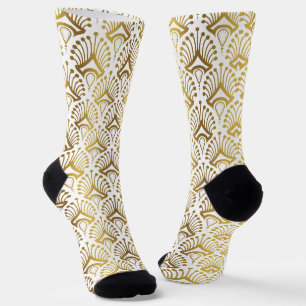 Gold and white Art Deco pattern 3 Socks