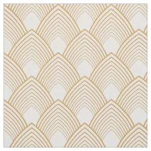Gold and White Art Deco Pattern Fabric