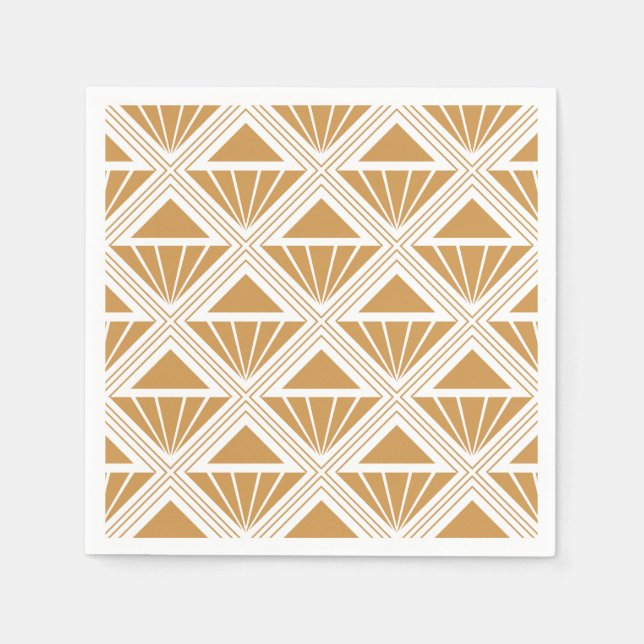 Gold and white Art Deco pattern with rhombuses Napkin (Front)