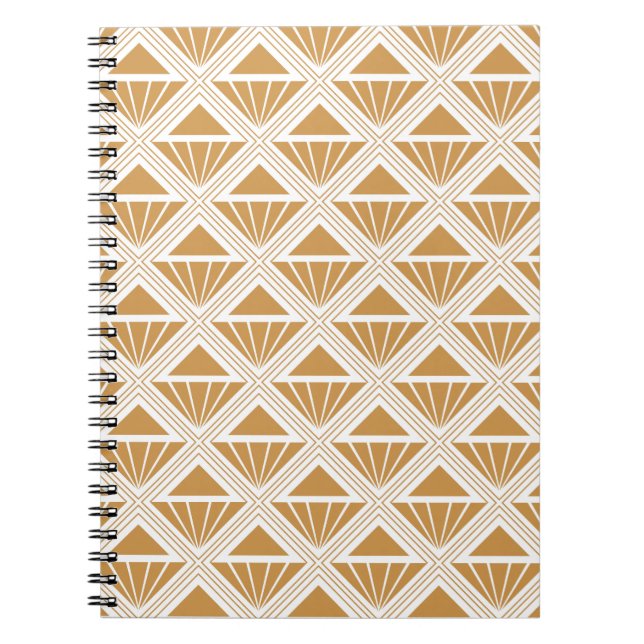 Gold and white Art Deco pattern with rhombuses Notebook (Front)