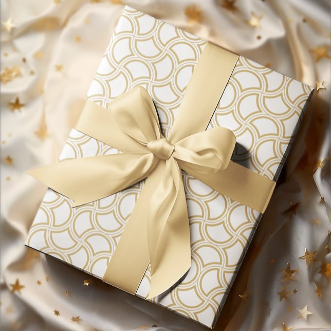 Gold and White Art Deco Pattern Wrapping Paper (Creator Uploaded)
