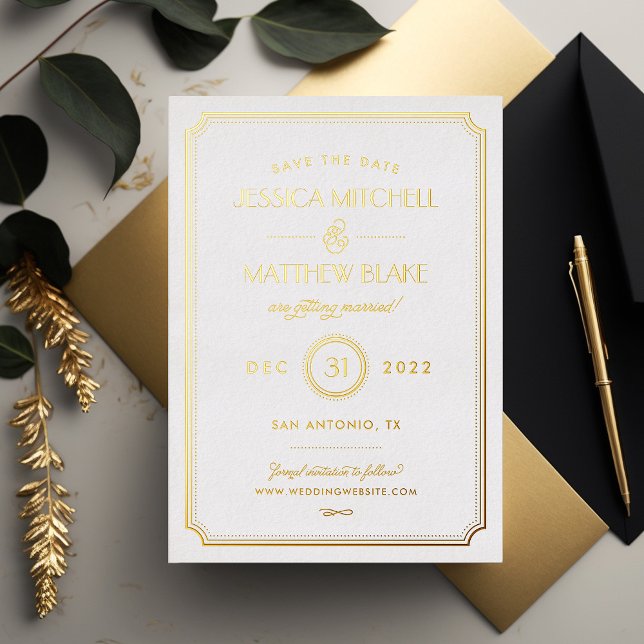Gold and White Art Deco Save the Date (Creator Uploaded)