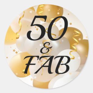Gold and White Balloons Party Classic Round Sticker