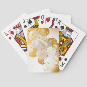 Gold and White Balloons Playing Cards