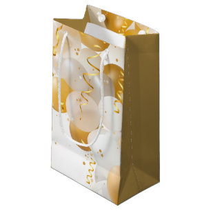 Gold and White Balloons Small Gift Bag