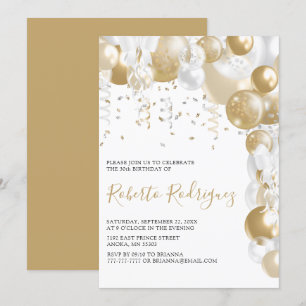 Gold And White Birthday Party Invitation