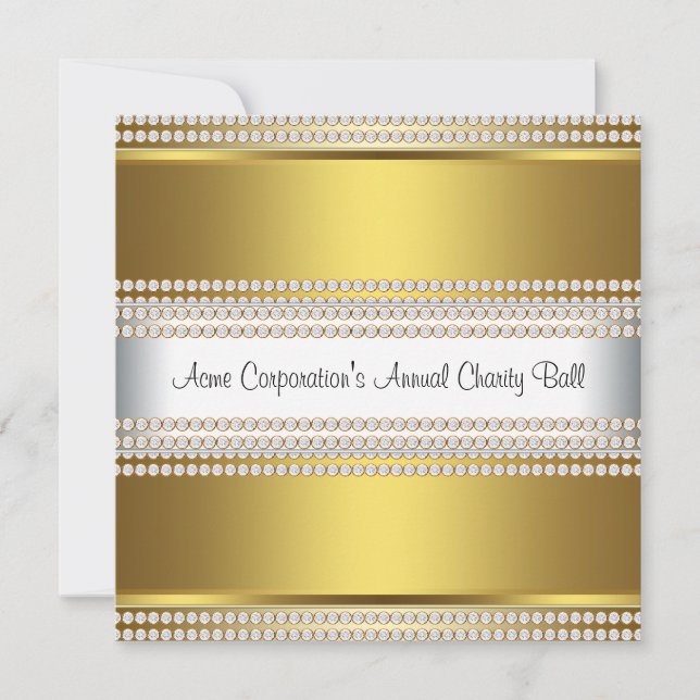 Gold and White Black Tie Corporate Party Invitation (Front)