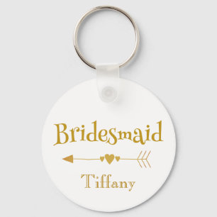Gold and White Bridesmaid wedding gift Key Ring