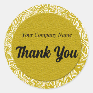 Gold and White Business Thank You Classic Round Sticker