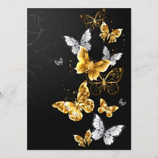 Gold and white butterflies advice card (Front)
