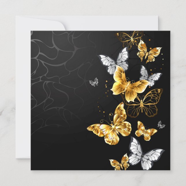 Gold and white butterflies announcement (Front)