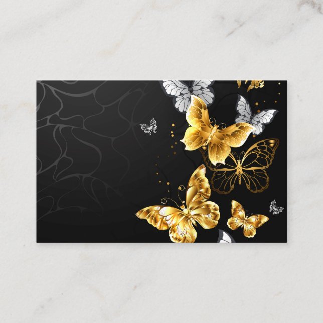 Gold and white butterflies appointment card (Front)