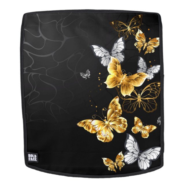 Gold and white butterflies backpack (Removable Face)