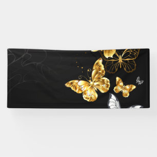 Gold and white butterflies banner