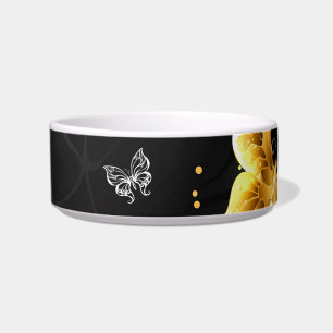 Gold and white butterflies bowl