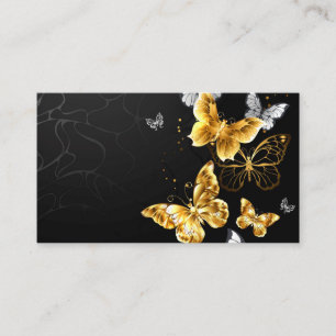 Gold and white butterflies business card