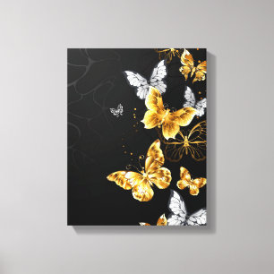 Gold and white butterflies canvas print