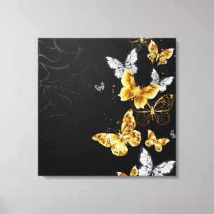 Gold and white butterflies canvas print