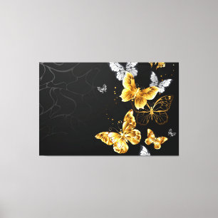 Gold and white butterflies canvas print