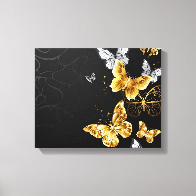 Gold and white butterflies canvas print (Front)