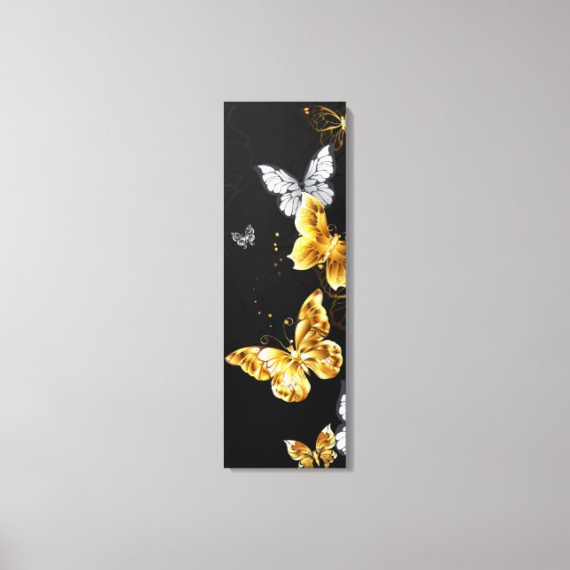 Gold and white butterflies canvas print (Front)