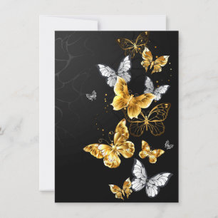 Gold and white butterflies card