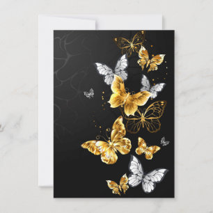 Gold and white butterflies card