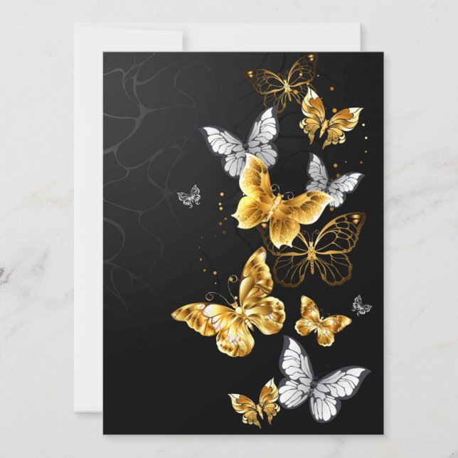Gold and white butterflies card (Front)