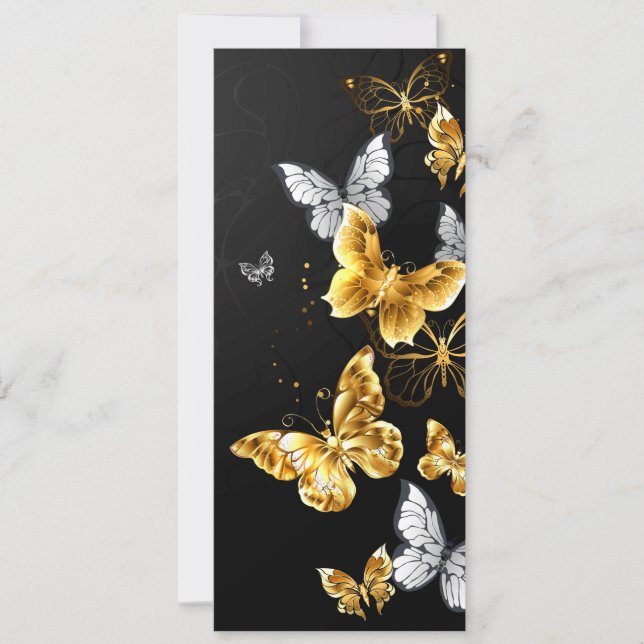 Gold and white butterflies card (Front)