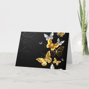 Gold and white butterflies card