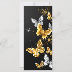 Gold and white butterflies card