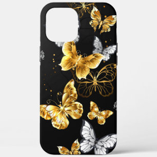 Gold and white butterflies iPhone 12 pro max case