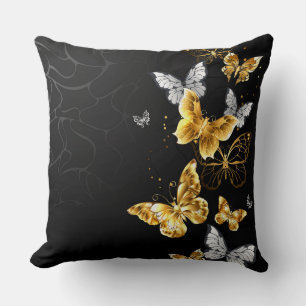Gold and white butterflies cushion