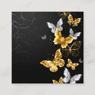 Gold and white butterflies discount card