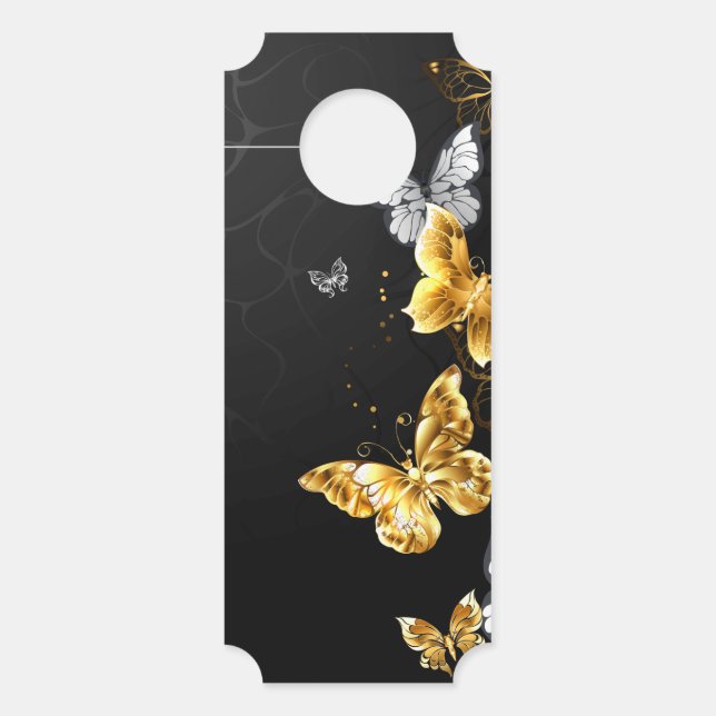 Gold and white butterflies door hanger (Front)