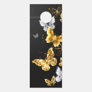 Gold and white butterflies door hanger