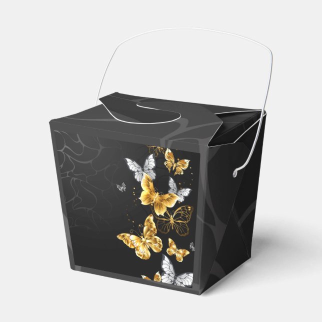 Gold and white butterflies favour box (Front Side)