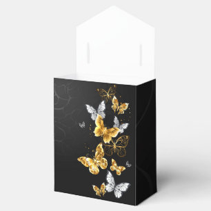 Gold and white butterflies favour box