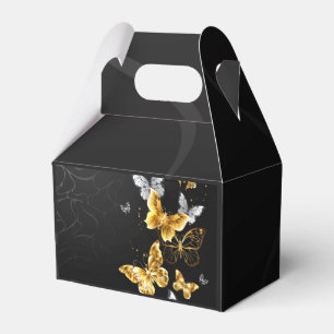Gold and white butterflies favour box