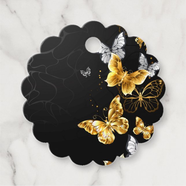 Gold and white butterflies favour tags (Front)