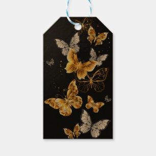 Gold and white butterflies gift tags