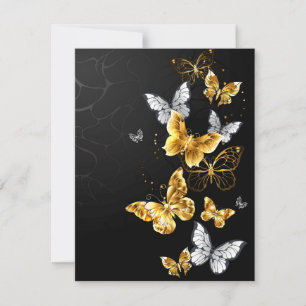 Gold and white butterflies holiday card