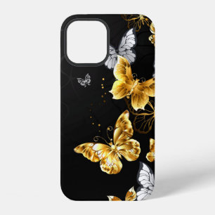 Gold and white butterflies iPhone 12 case