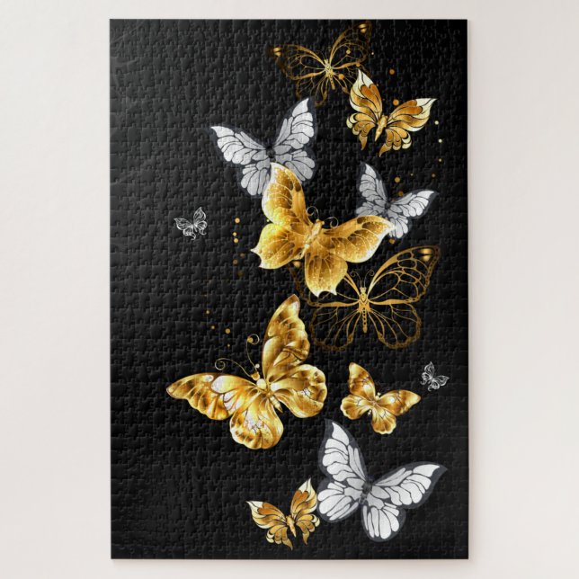 Gold and white butterflies jigsaw puzzle (Vertical)