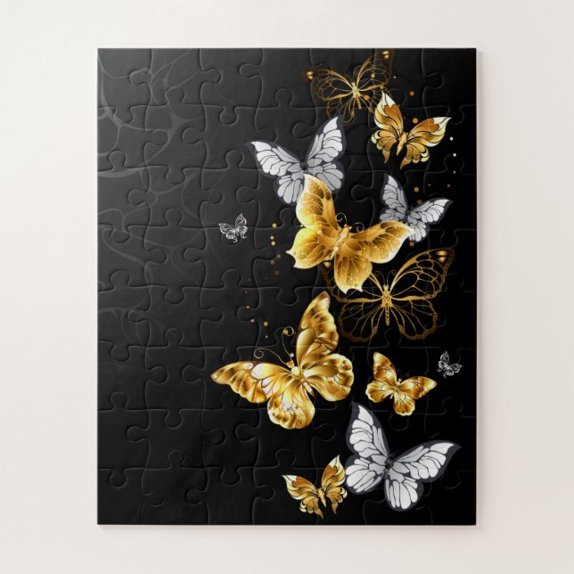 Gold and white butterflies jigsaw puzzle (Vertical)