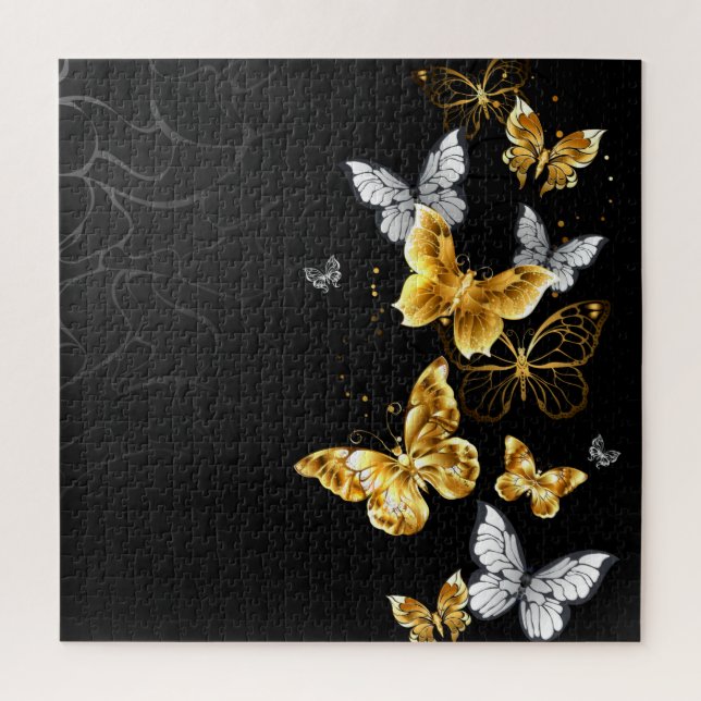 Gold and white butterflies jigsaw puzzle (Vertical)